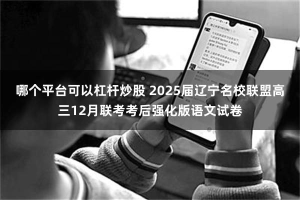 哪个平台可以杠杆炒股 2025届辽宁名校联盟高三12月联考考后强化版语文试卷