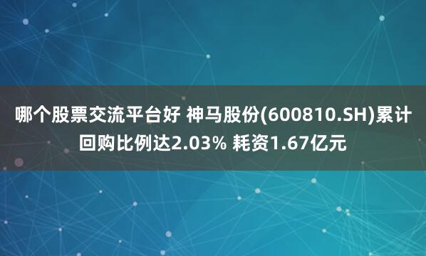 哪个股票交流平台好 神马股份(600810.SH)累计回购比例达2.03% 耗资1.67亿元