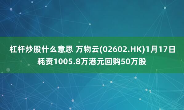 杠杆炒股什么意思 万物云(02602.HK)1月17日耗资1005.8万港元回购50万股